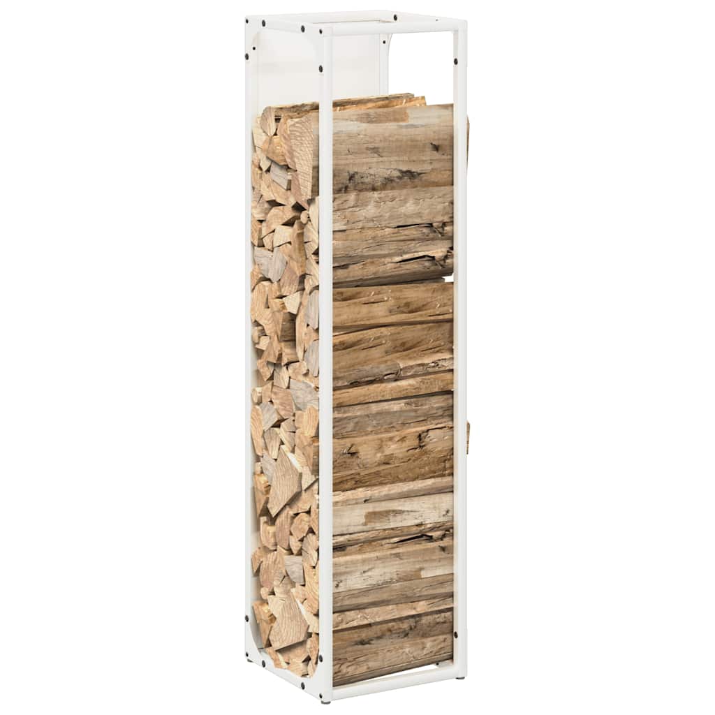 vidaXL Firewood Rack White 25x25x100 cm Cold-rolled steel