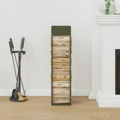 vidaXL Firewood Rack Olive Green 25x25x100 cm Cold-rolled steel