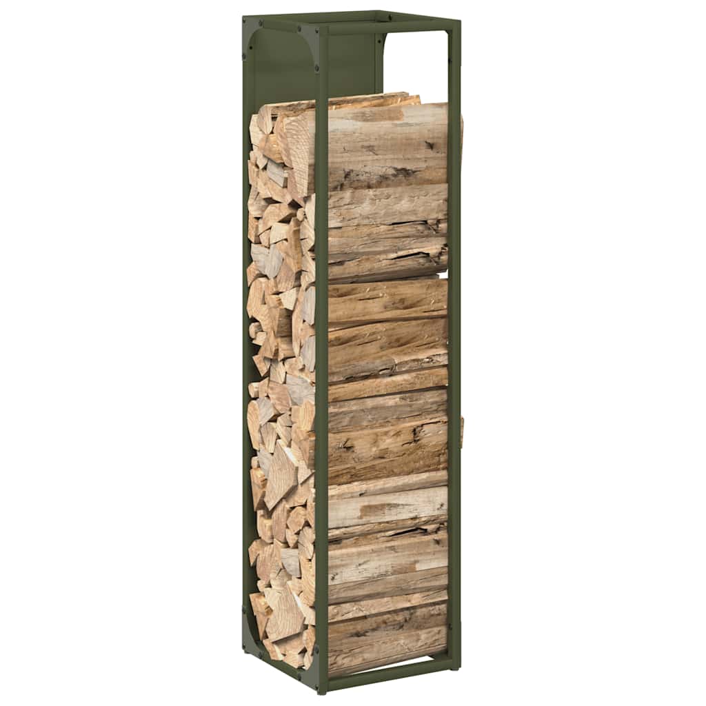vidaXL Firewood Rack Olive Green 25x25x100 cm Cold-rolled steel