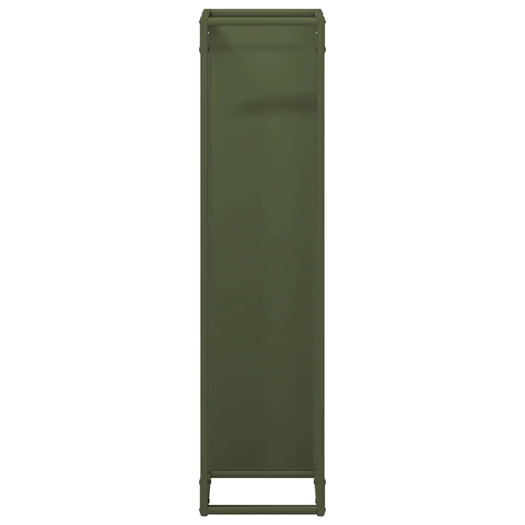 vidaXL Firewood Rack Olive Green 25x25x100 cm Cold-rolled steel