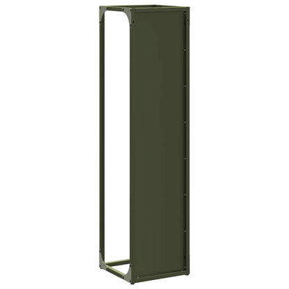 vidaXL Firewood Rack Olive Green 25x25x100 cm Cold-rolled steel