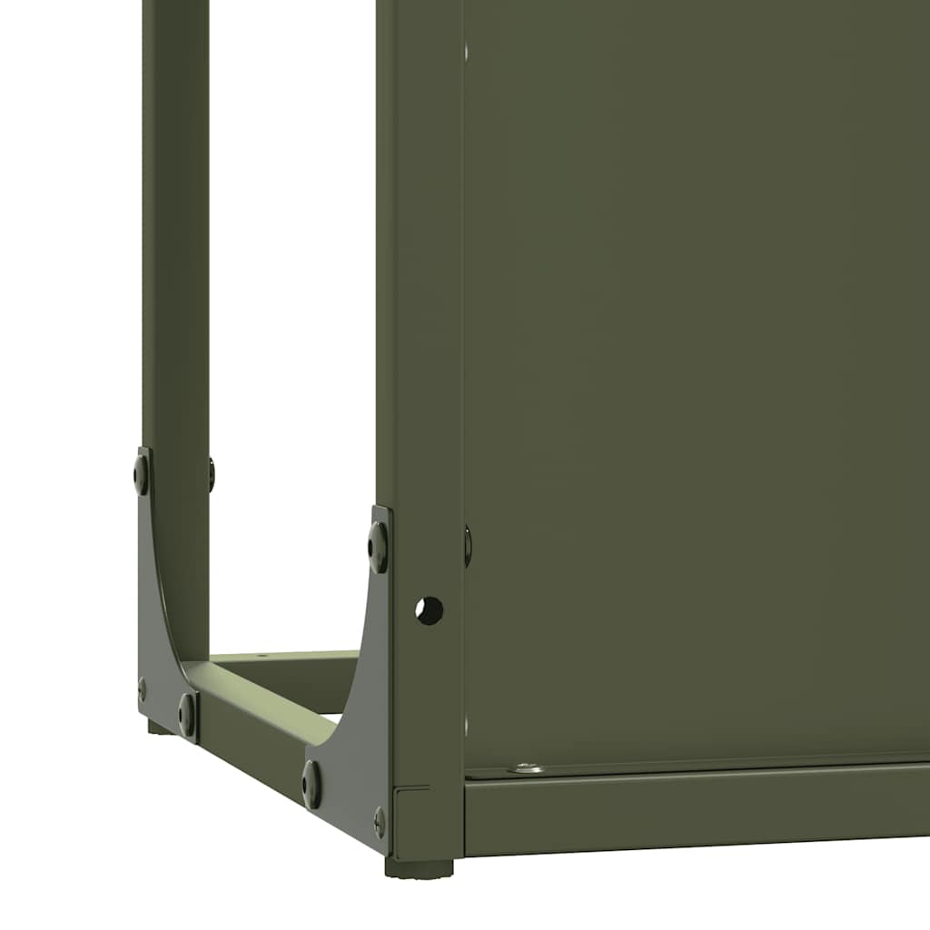 vidaXL Firewood Rack Olive Green 25x25x100 cm Cold-rolled steel