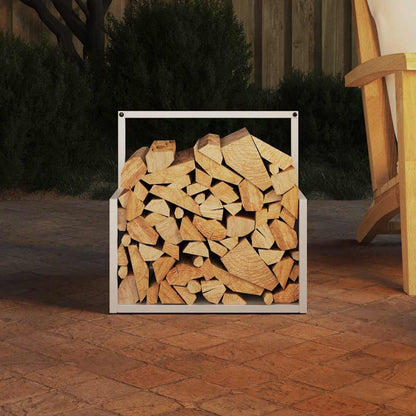 vidaXL Firewood Rack White 40x40x40 cm Cold-rolled steel