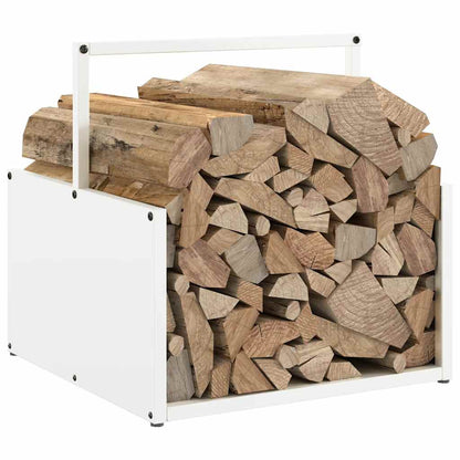 vidaXL Firewood Rack White 40x40x40 cm Cold-rolled steel