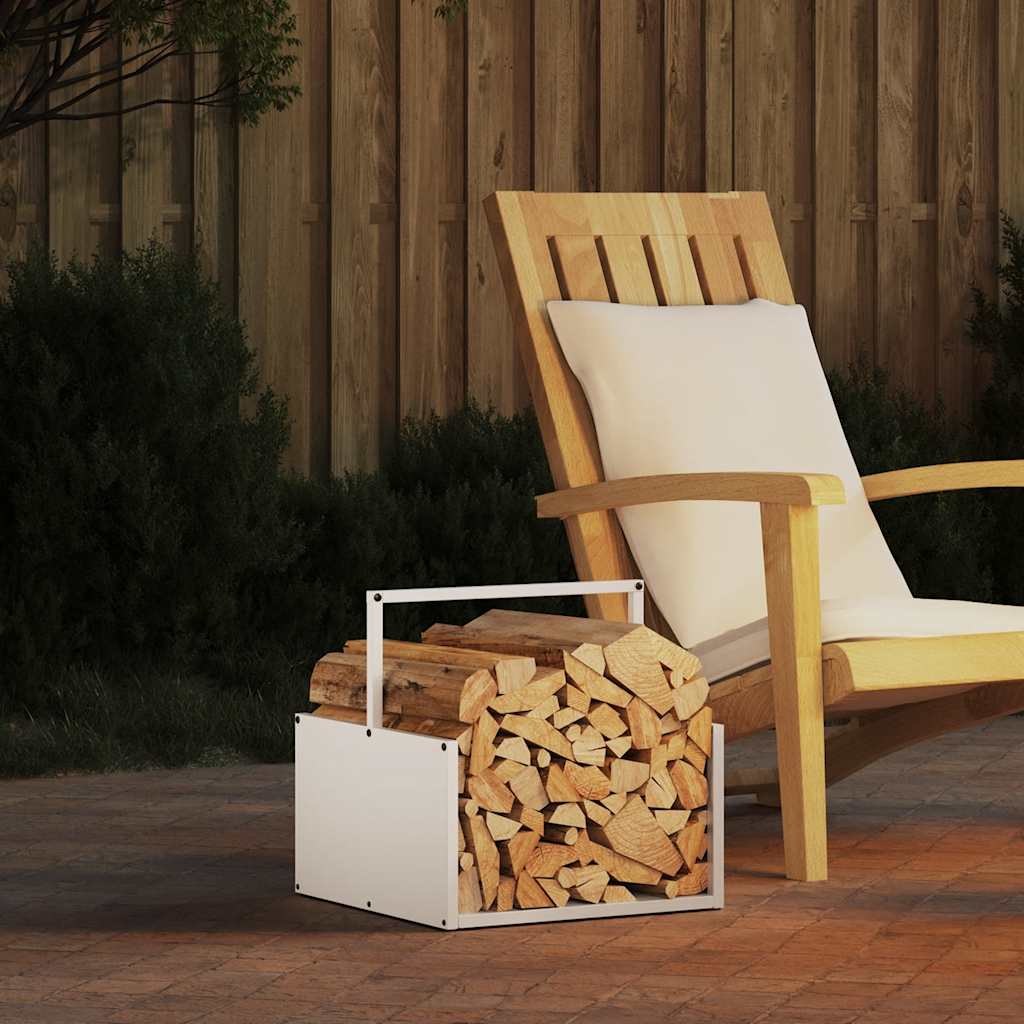 vidaXL Firewood Rack White 40x40x40 cm Cold-rolled steel