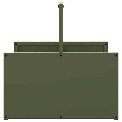 vidaXL Firewood Rack Olive Green 40x40x40 cm Cold-rolled steel
