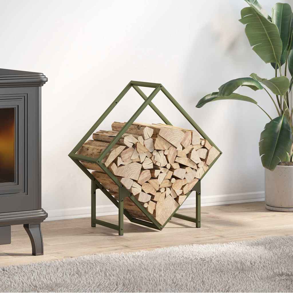 vidaXL Firewood Rack Olive Green 60x25x60 cm Cold-rolled steel
