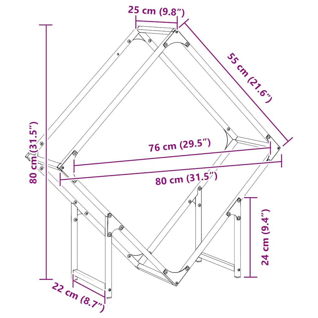 vidaXL Firewood Rack White 80x25x80 cm Cold-rolled steel