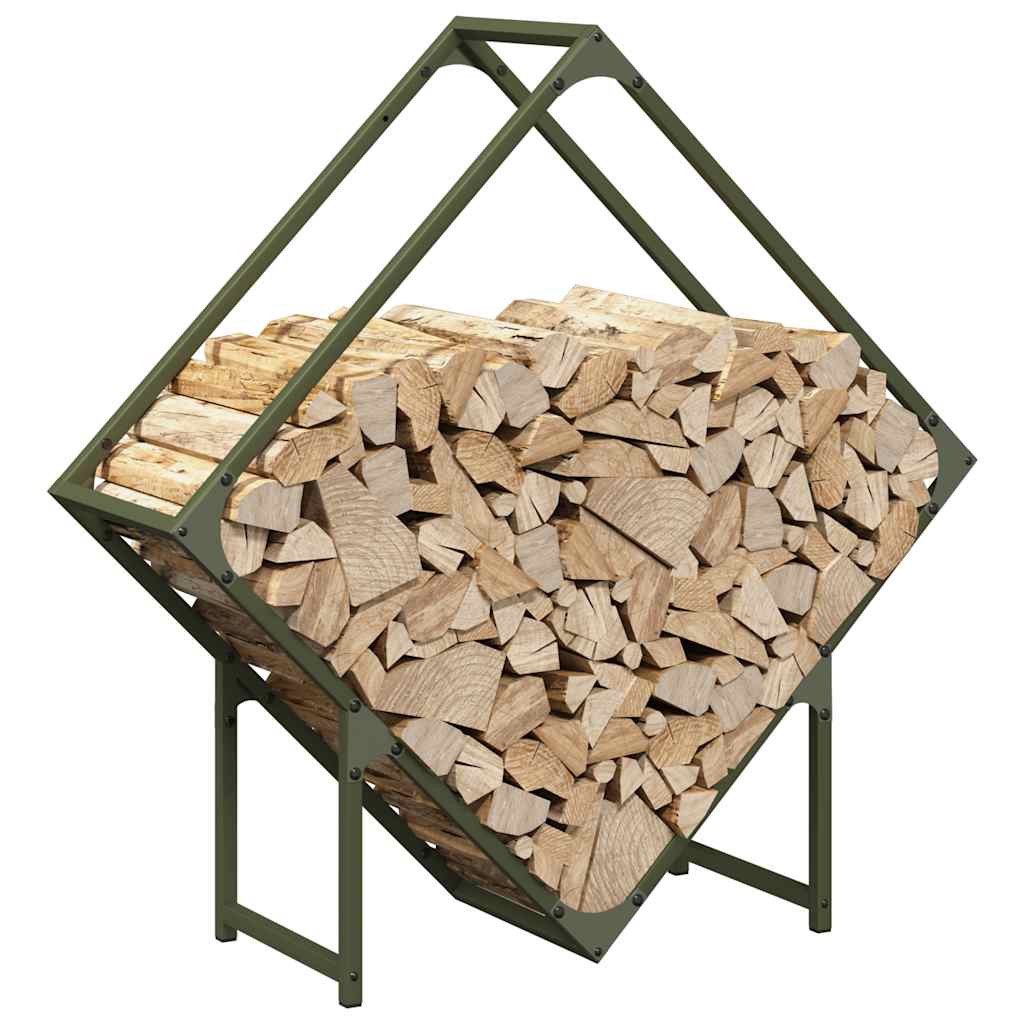 vidaXL Firewood Rack Olive Green 80x25x80 cm Cold-rolled steel