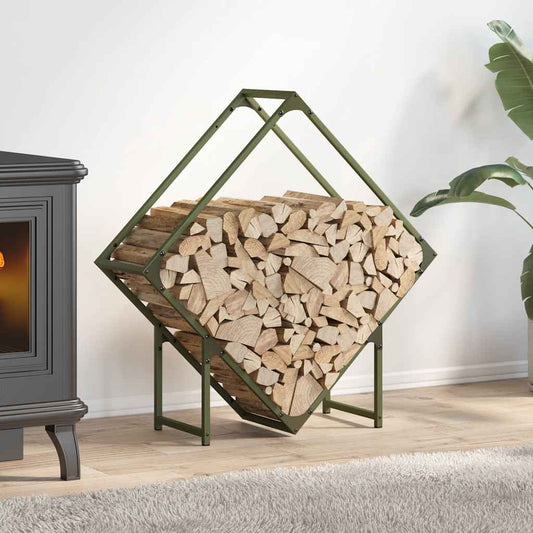 vidaXL Firewood Rack Olive Green 80x25x80 cm Cold-rolled steel