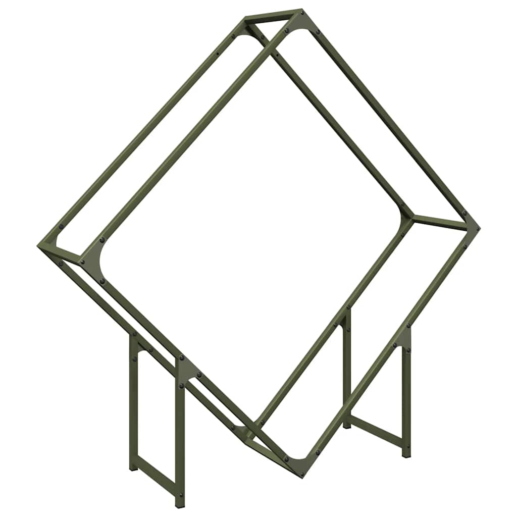 vidaXL Firewood Rack Olive Green 100x25x100 cm Cold-rolled steel