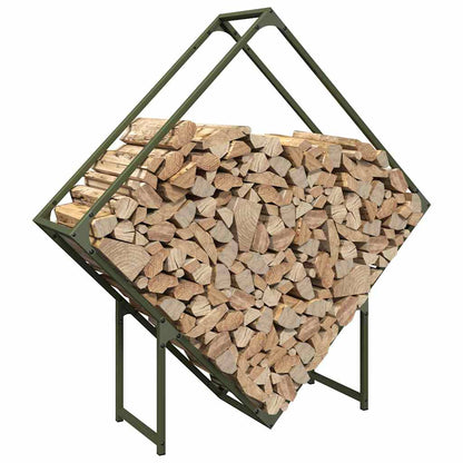 vidaXL Firewood Rack Olive Green 100x25x100 cm Cold-rolled steel