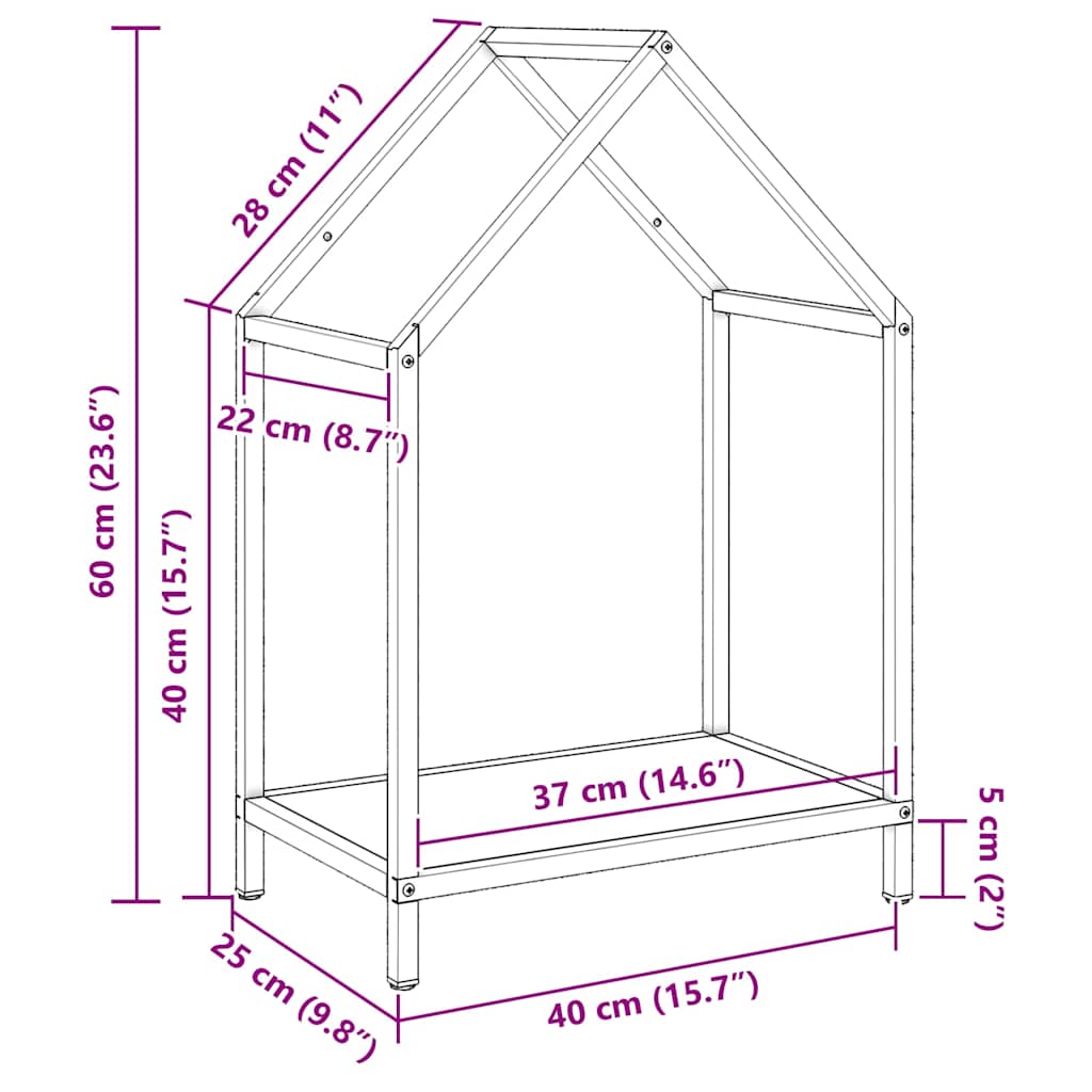 vidaXL Firewood Rack Anthracite 40x25x60 cm Cold-rolled steel