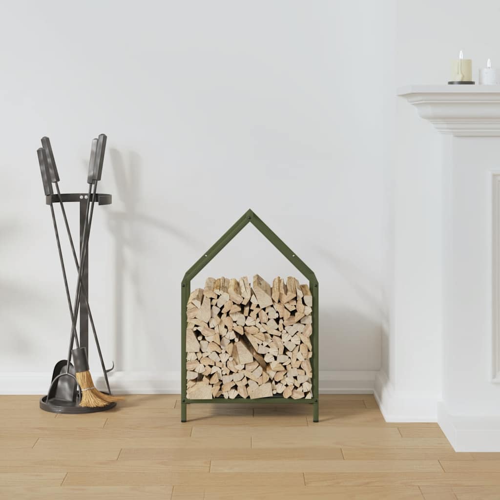 vidaXL Firewood Rack Olive Green 40x25x60 cm Cold-rolled steel