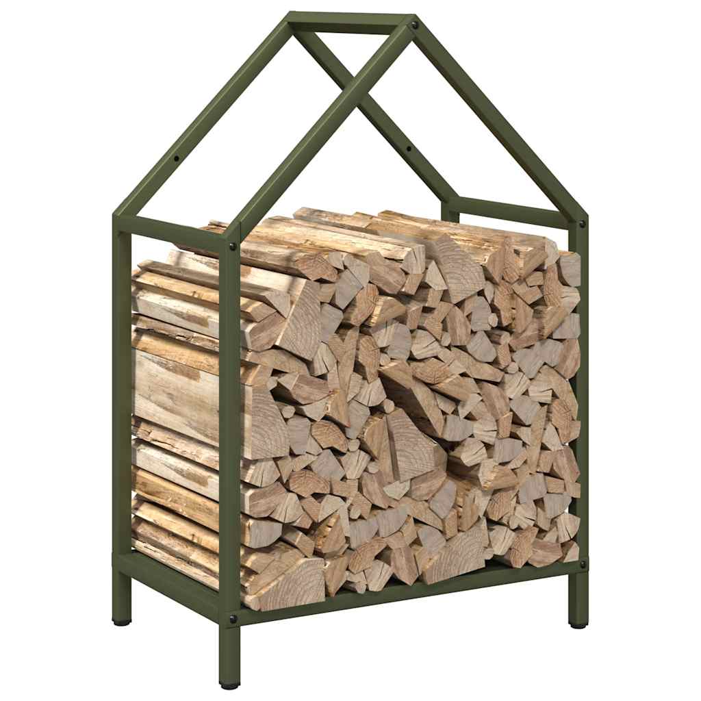 vidaXL Firewood Rack Olive Green 40x25x60 cm Cold-rolled steel