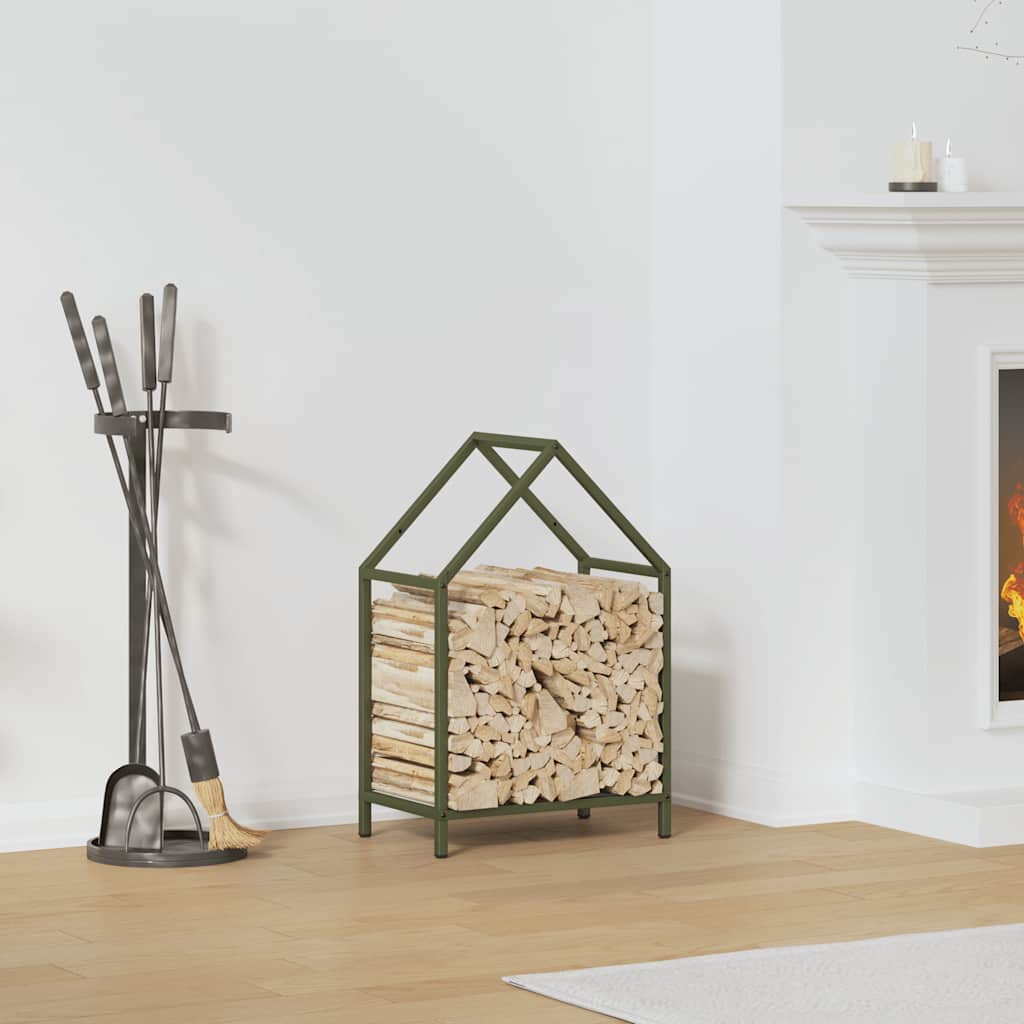 vidaXL Firewood Rack Olive Green 40x25x60 cm Cold-rolled steel