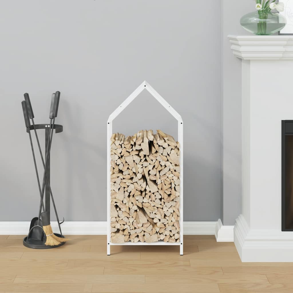 vidaXL Firewood Rack White 40x25x90 cm Cold-rolled steel