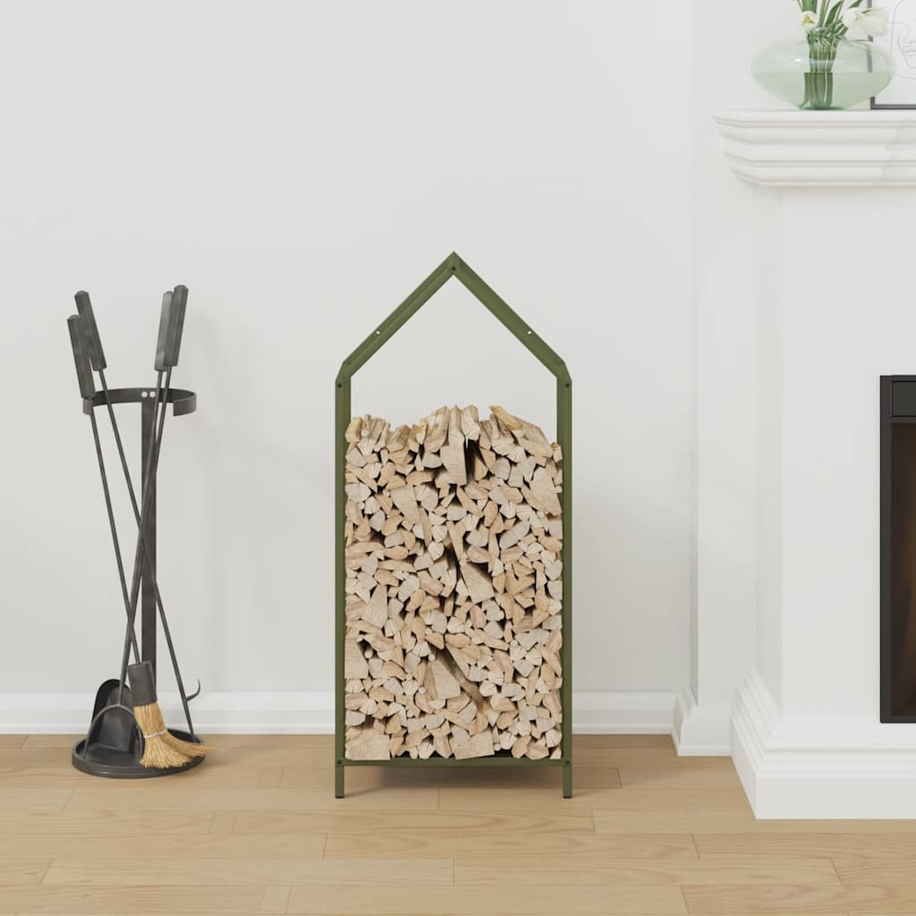 vidaXL Firewood Rack Olive Green 40x25x90 cm Cold-rolled steel