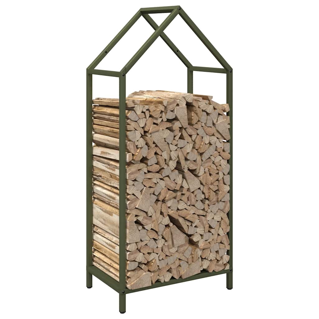 vidaXL Firewood Rack Olive Green 40x25x90 cm Cold-rolled steel