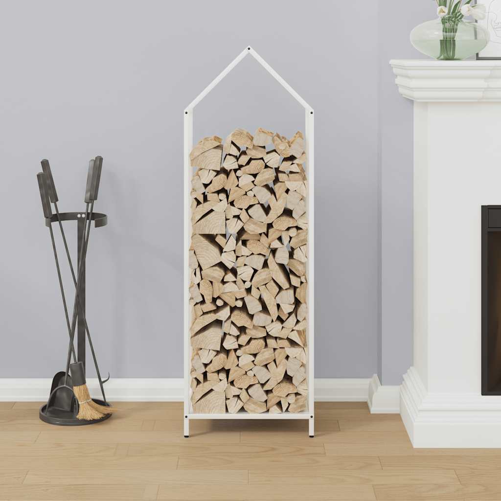 vidaXL Firewood Rack White 40x25x120 cm Cold-rolled steel