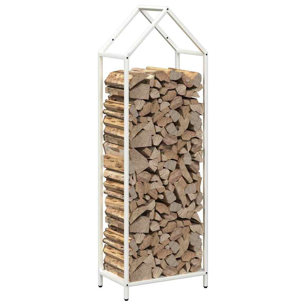 vidaXL Firewood Rack White 40x25x120 cm Cold-rolled steel