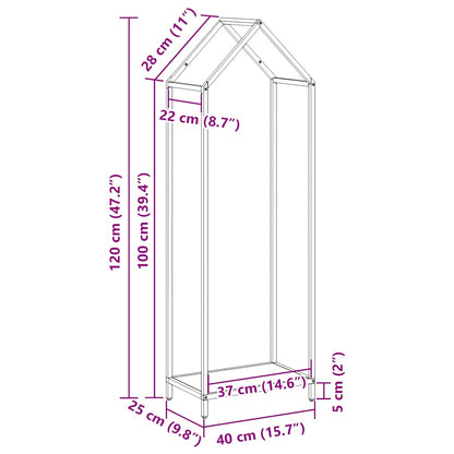 vidaXL Firewood Rack White 40x25x120 cm Cold-rolled steel