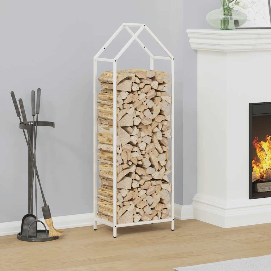 vidaXL Firewood Rack White 40x25x120 cm Cold-rolled steel