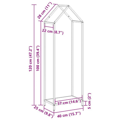 vidaXL Firewood Rack Anthracite 40x25x120 cm Cold-rolled steel