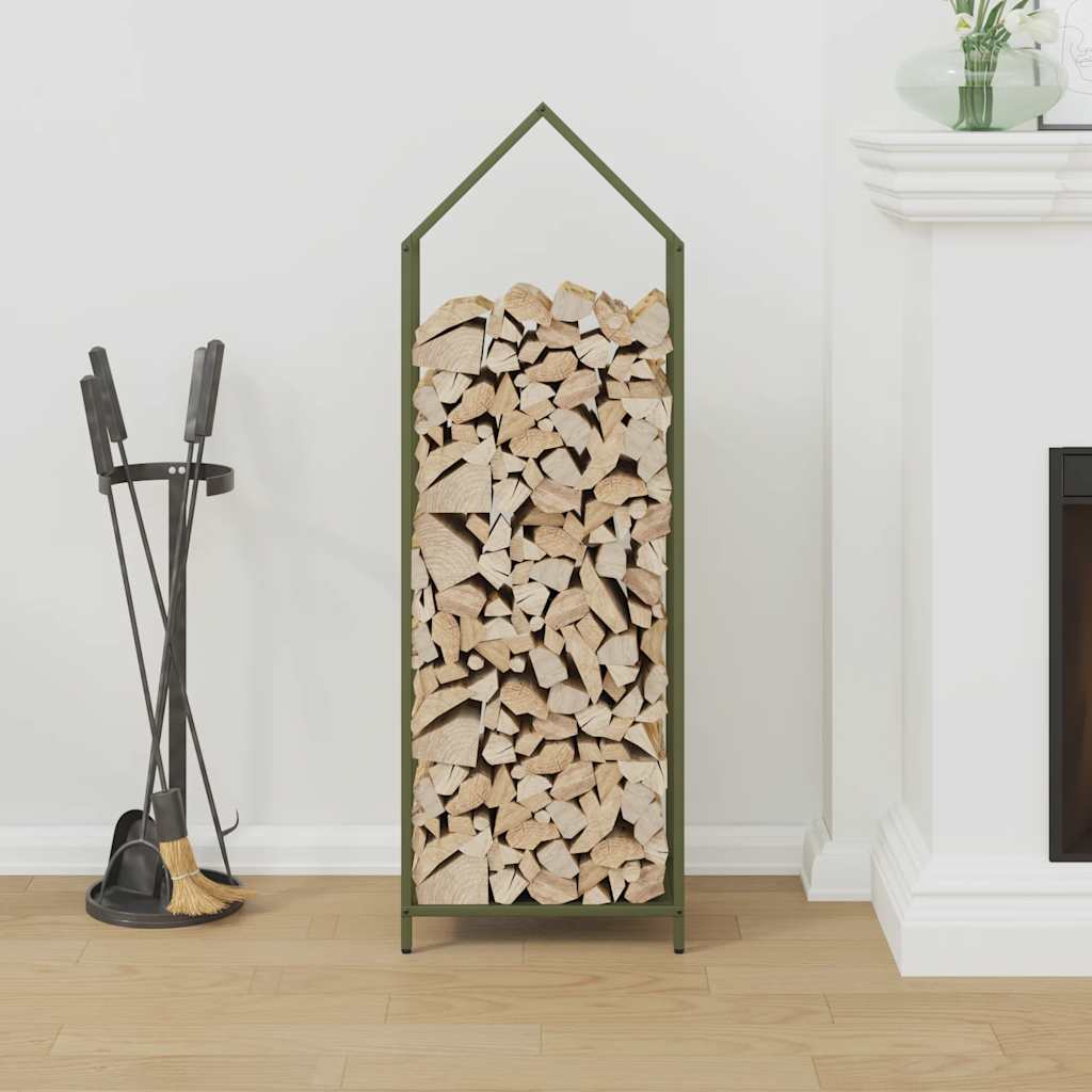 vidaXL Firewood Rack Olive Green 40x25x120 cm Cold-rolled steel