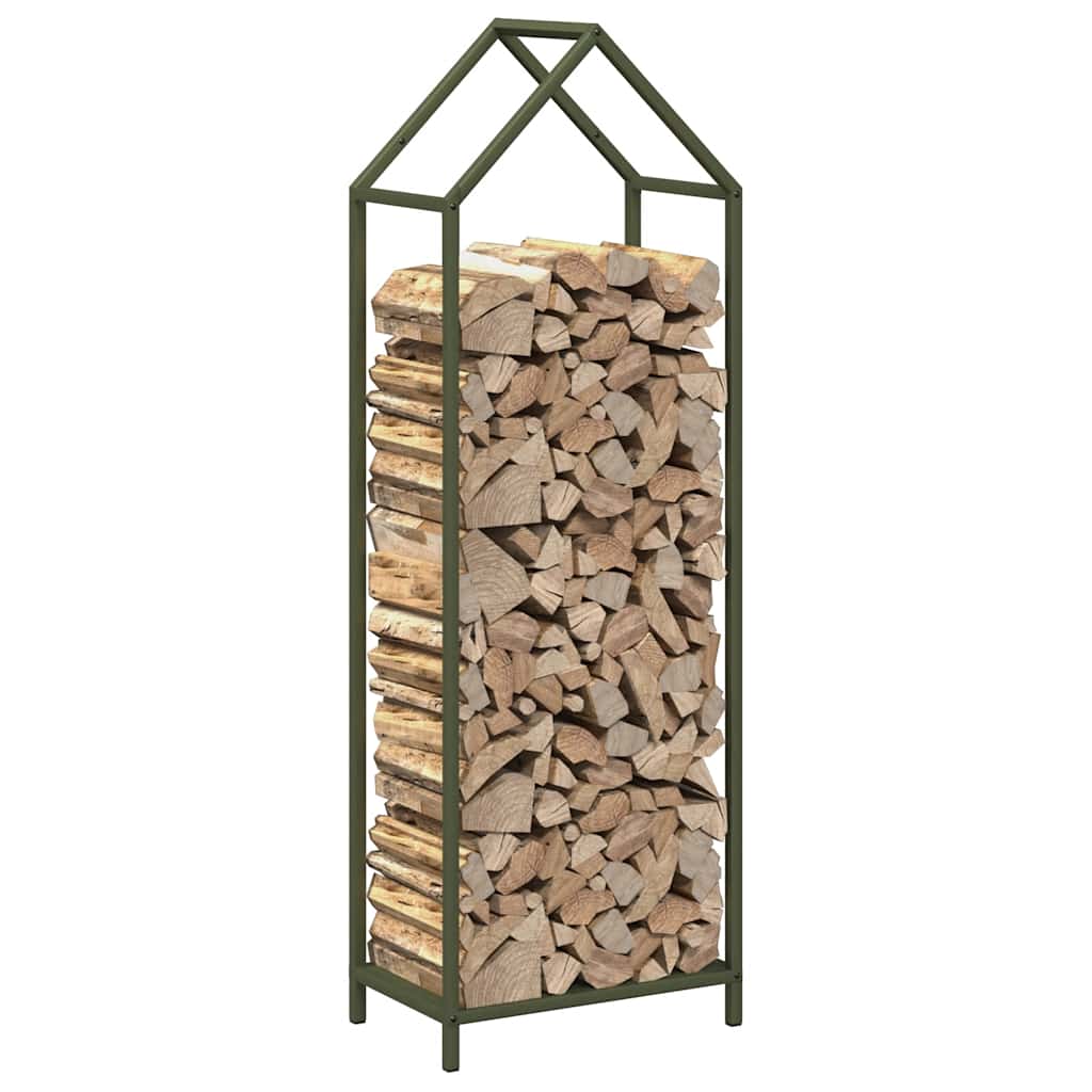 vidaXL Firewood Rack Olive Green 40x25x120 cm Cold-rolled steel