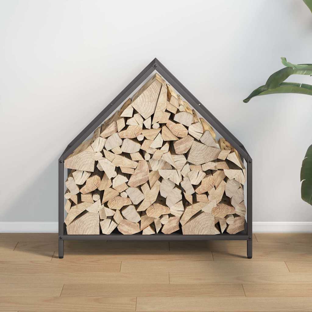 vidaXL Firewood Rack Black 60x25x60 cm Cold-rolled steel