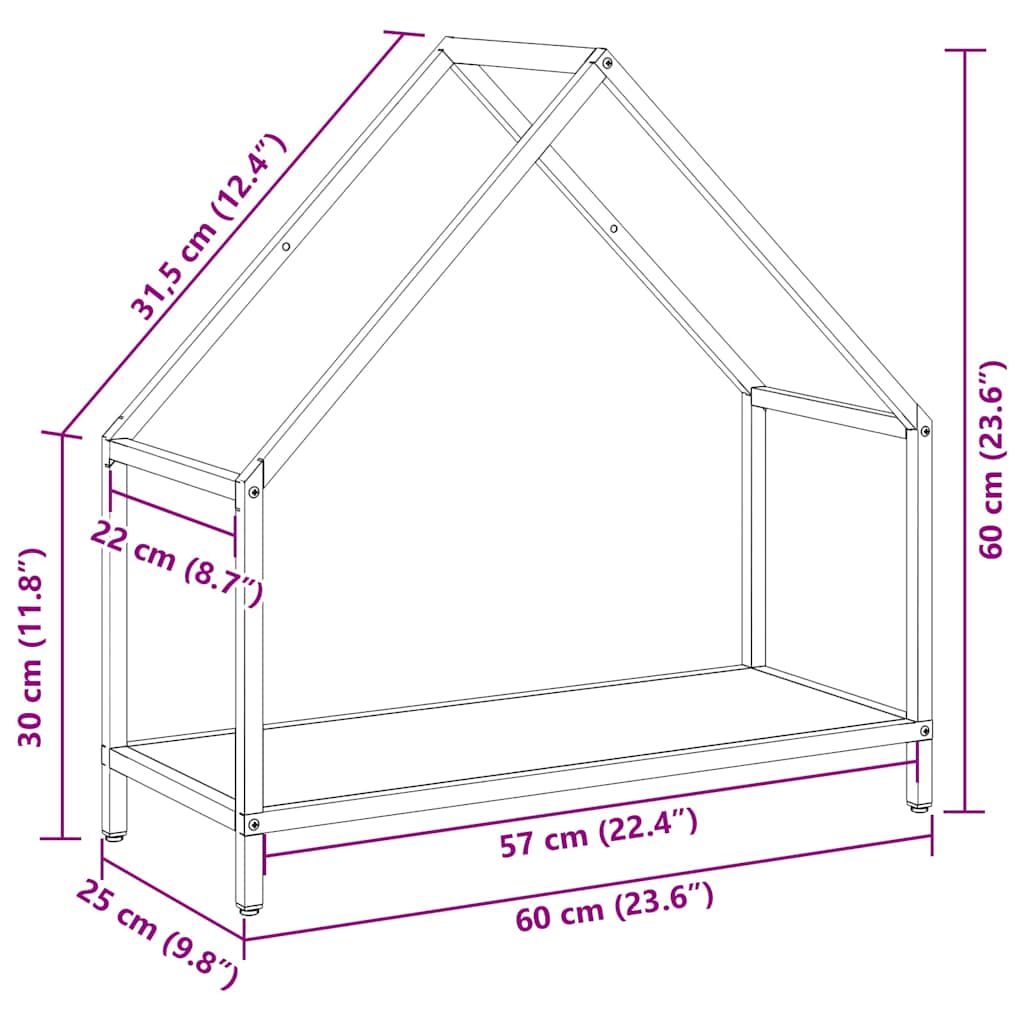 vidaXL Firewood Rack Black 60x25x60 cm Cold-rolled steel