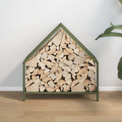 vidaXL Firewood Rack Olive Green 60x25x60 cm Cold-rolled steel