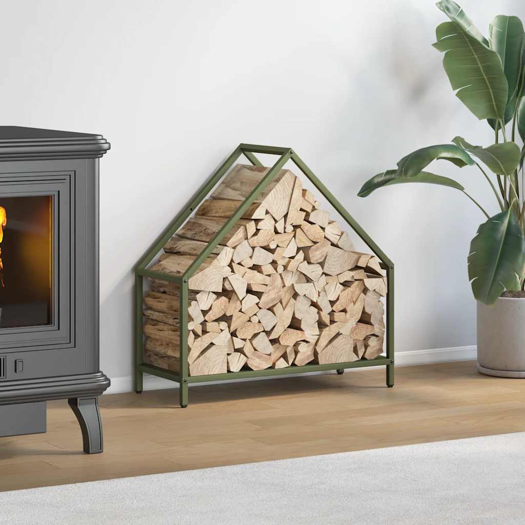 vidaXL Firewood Rack Olive Green 60x25x60 cm Cold-rolled steel