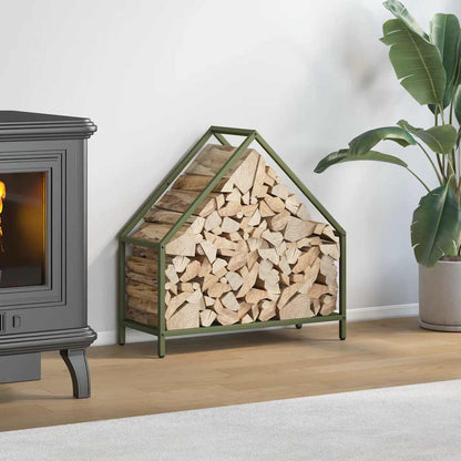 vidaXL Firewood Rack Olive Green 60x25x60 cm Cold-rolled steel