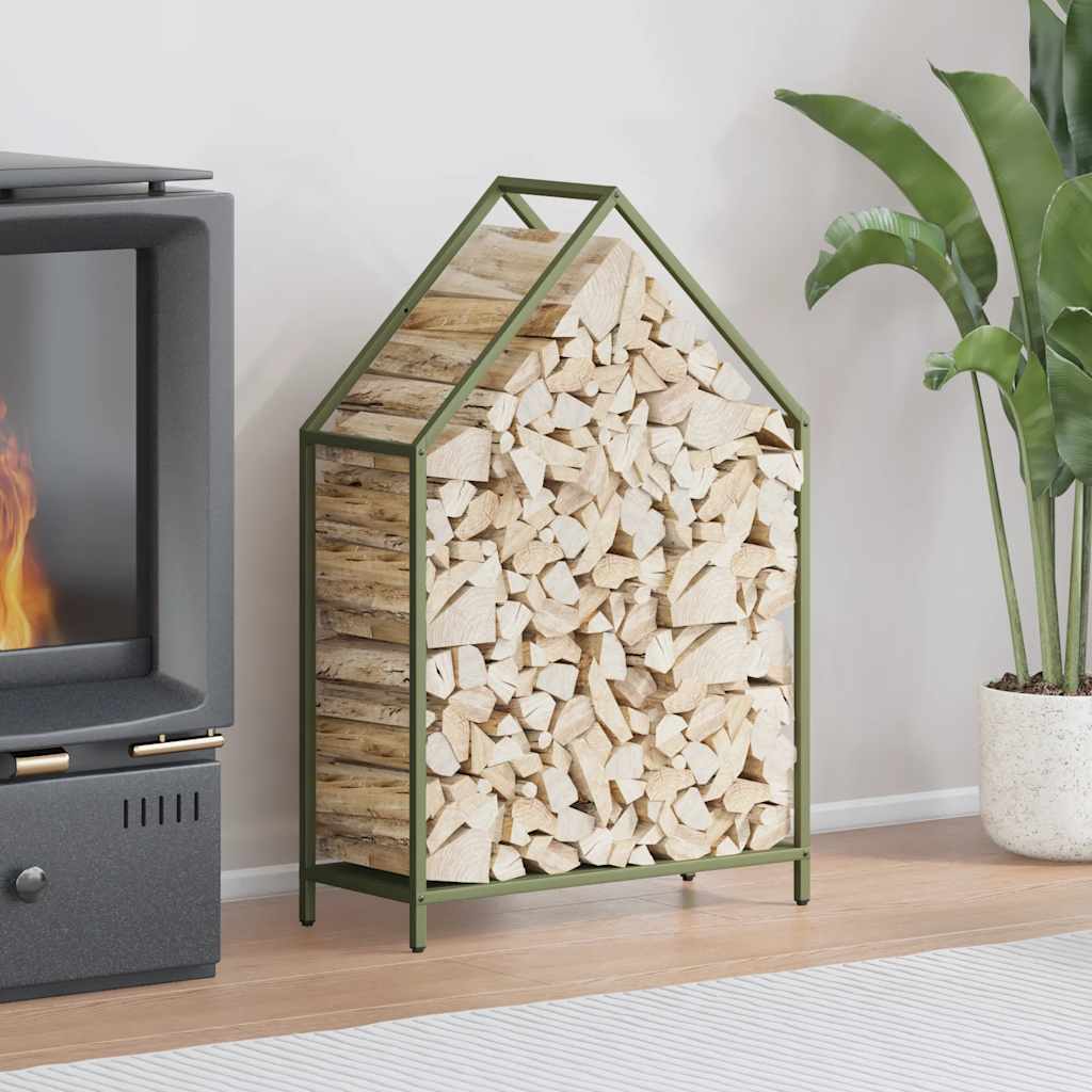 vidaXL Firewood Rack Olive Green 60x25x90 cm Cold-rolled steel