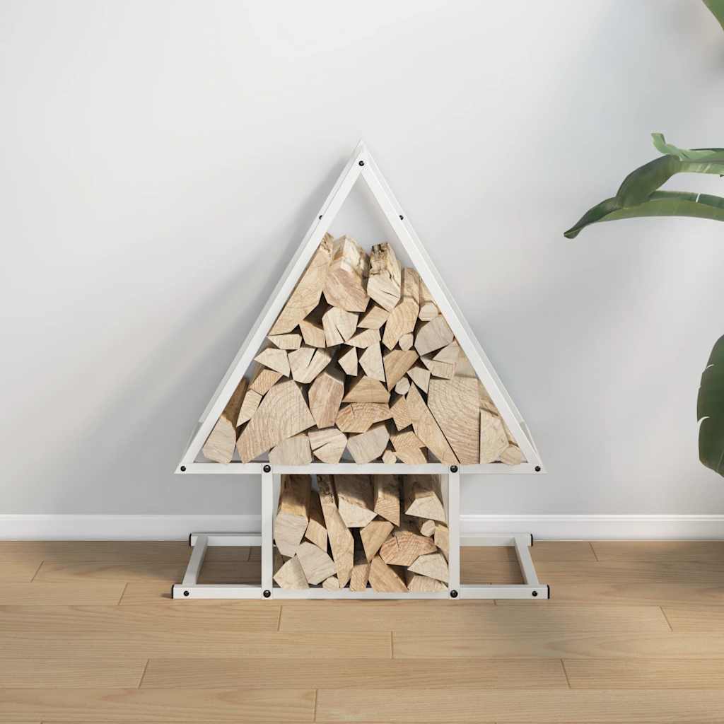 vidaXL Firewood Rack White 50x25x60 cm Cold-rolled steel