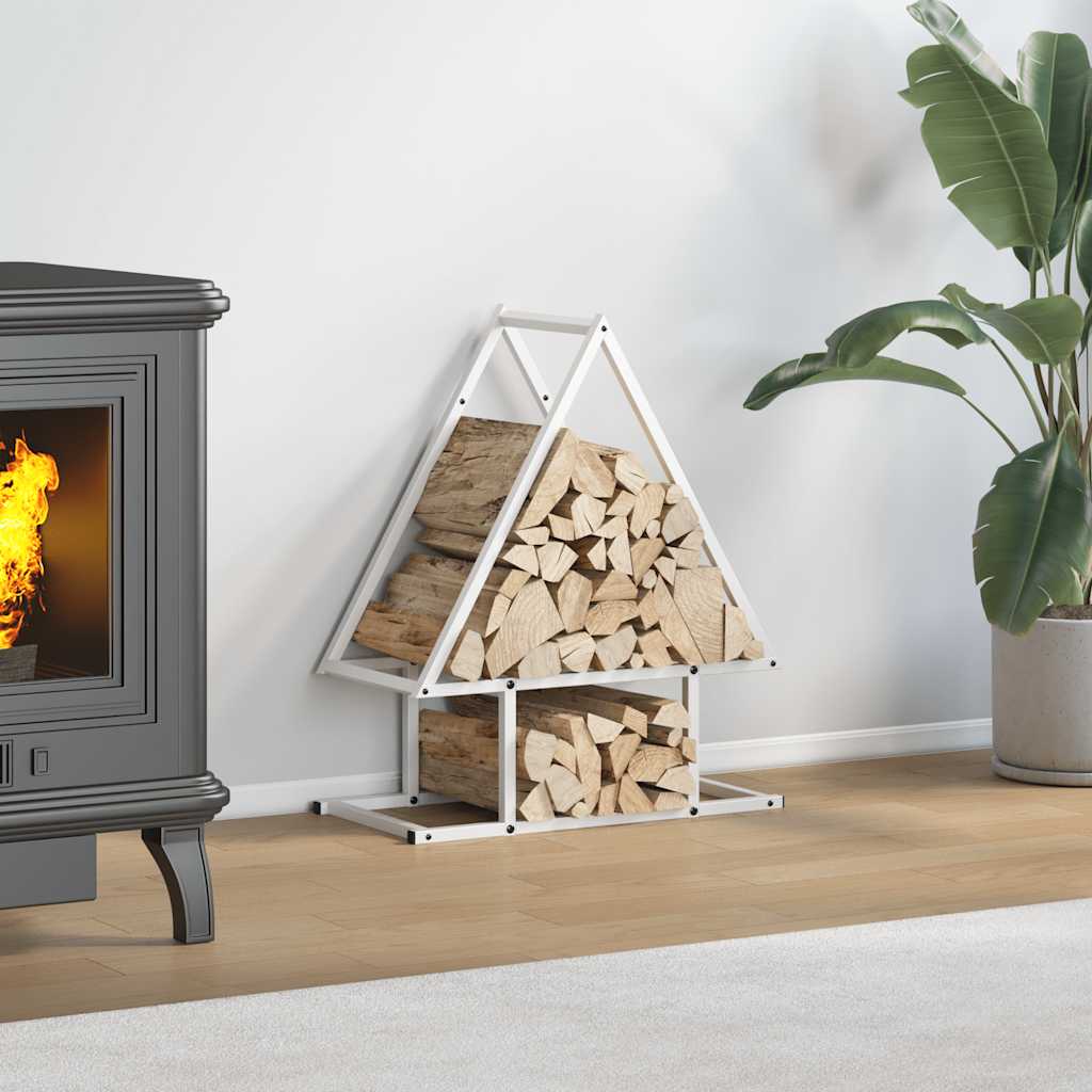 vidaXL Firewood Rack White 50x25x60 cm Cold-rolled steel