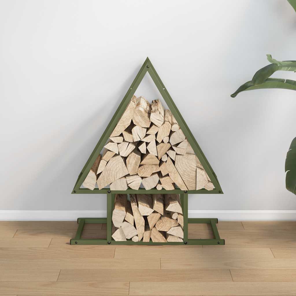 vidaXL Firewood Rack Olive Green 50x25x60 cm Cold-rolled steel