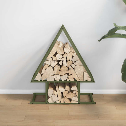 vidaXL Firewood Rack Olive Green 50x25x60 cm Cold-rolled steel