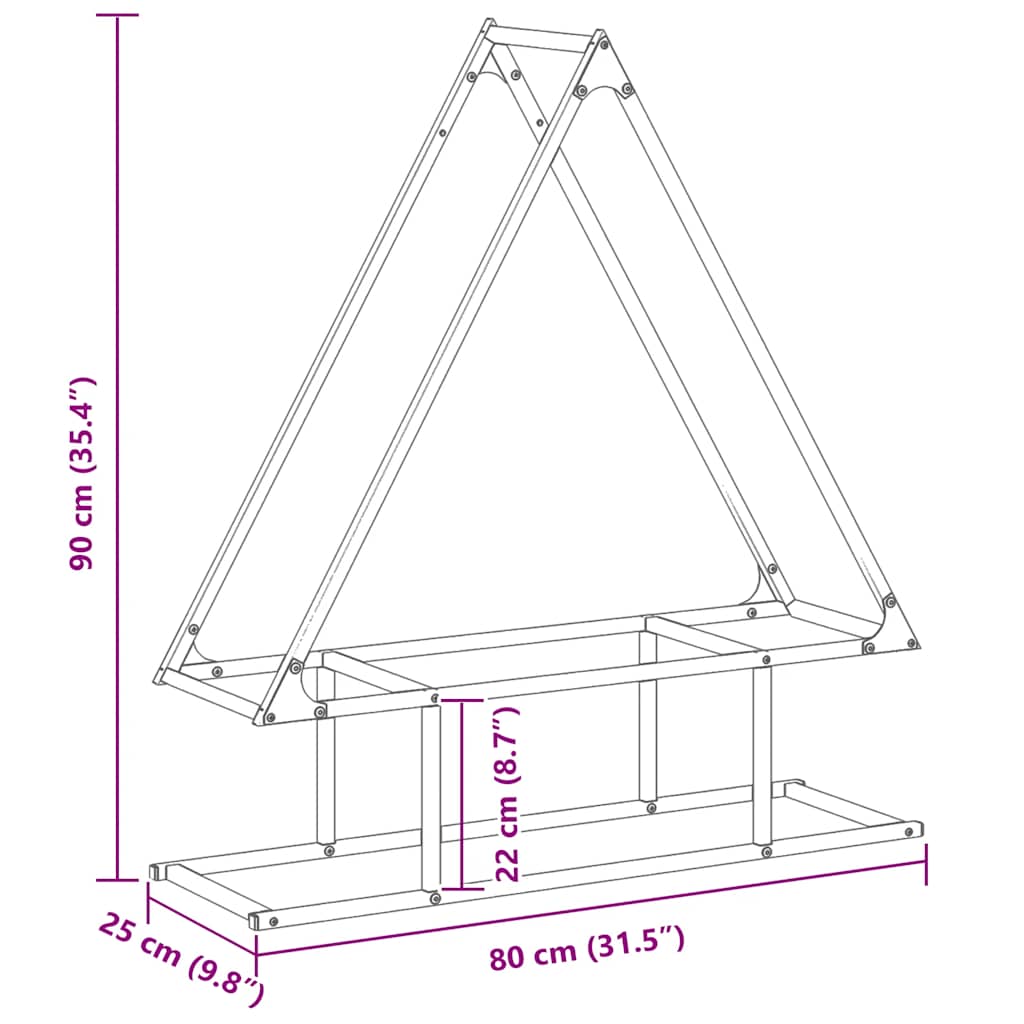 vidaXL Firewood Rack Anthracite 80x25x90 cm Cold-rolled steel