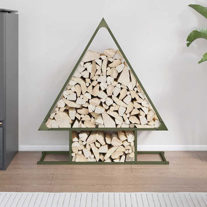 vidaXL Firewood Rack Olive Green 80x25x90 cm Cold-rolled steel