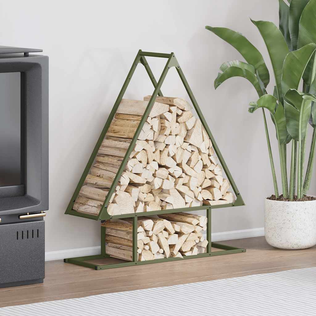 vidaXL Firewood Rack Olive Green 80x25x90 cm Cold-rolled steel