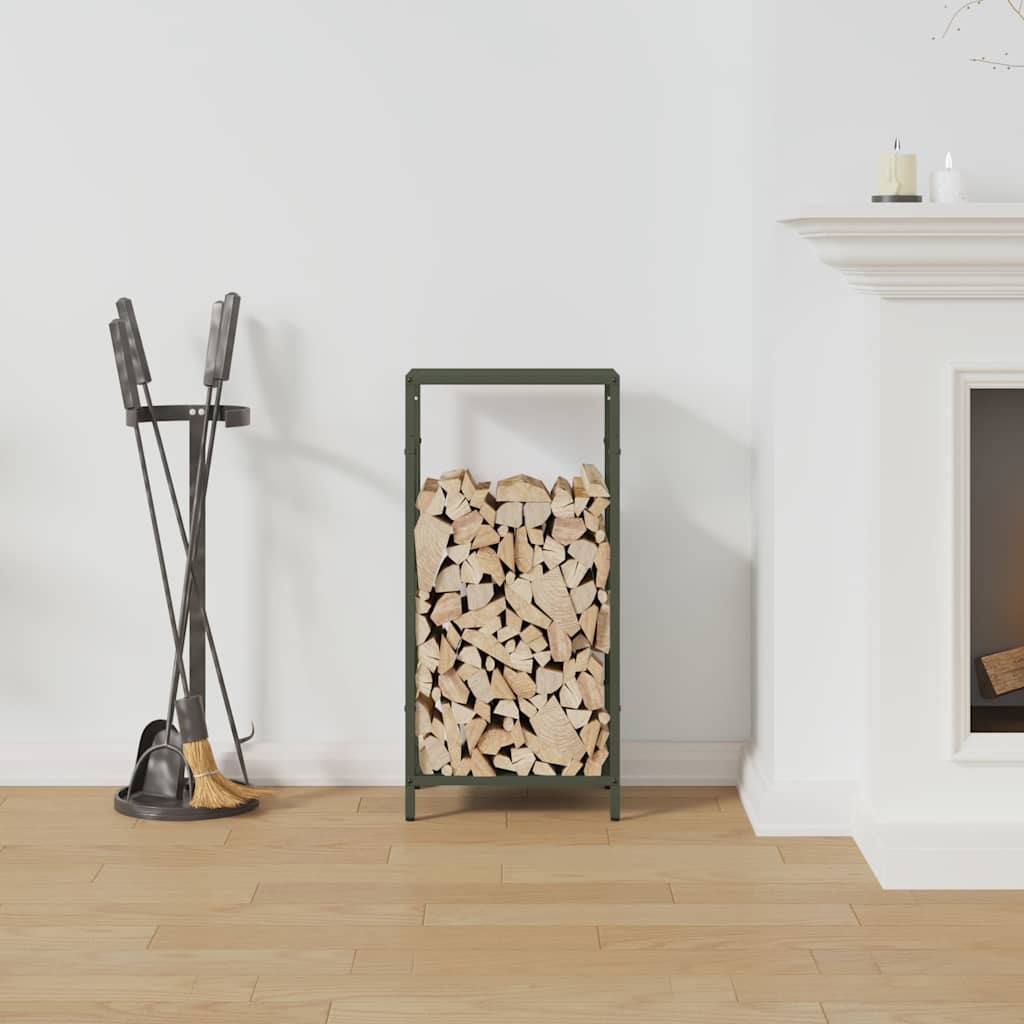vidaXL Firewood Rack Olive Green 34x25x70 cm Cold-rolled steel