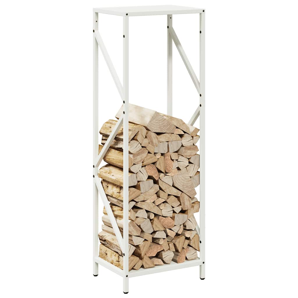 vidaXL Firewood Rack White 34x25x100 cm Cold-rolled steel