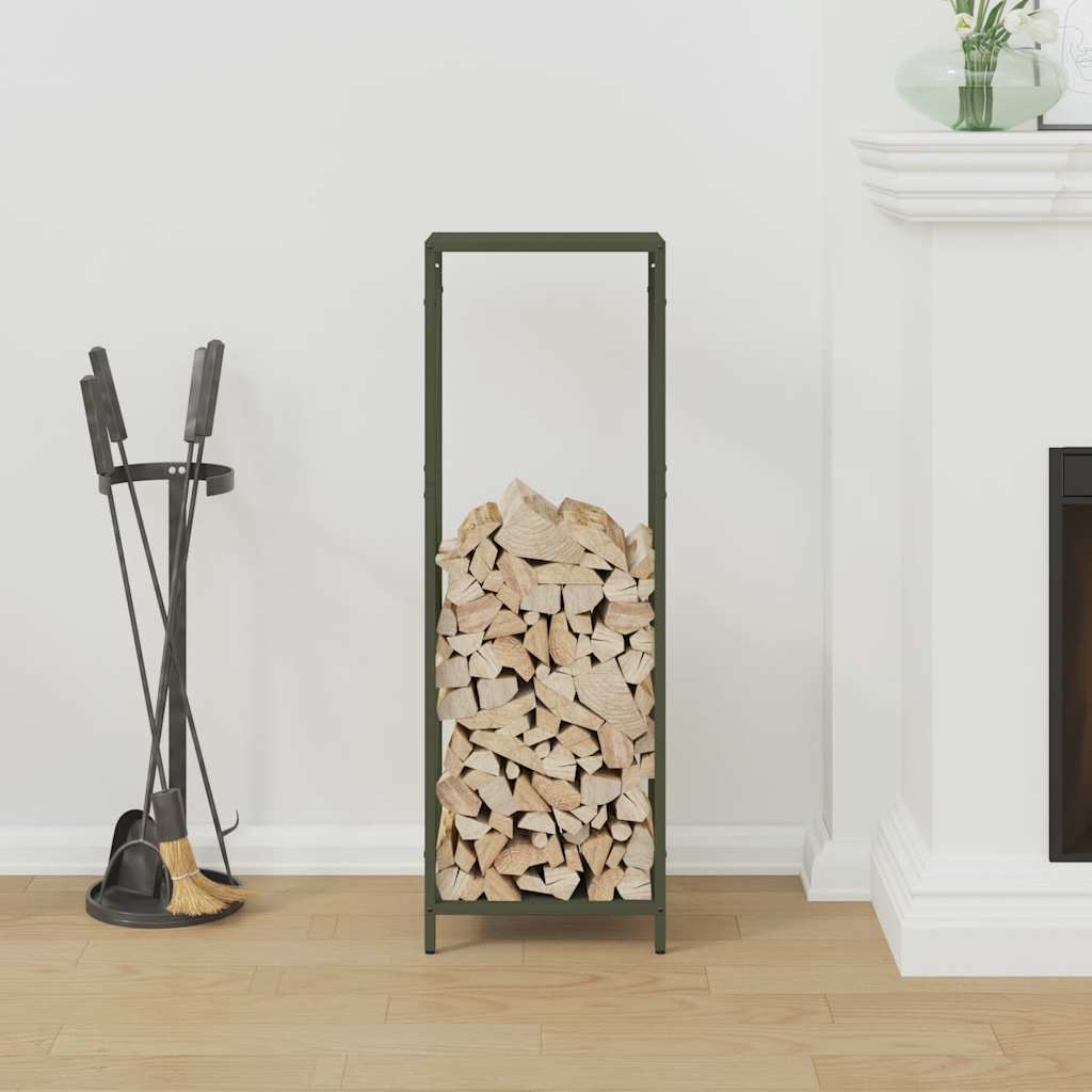 vidaXL Firewood Rack Olive Green 34x25x100 cm Cold-rolled steel
