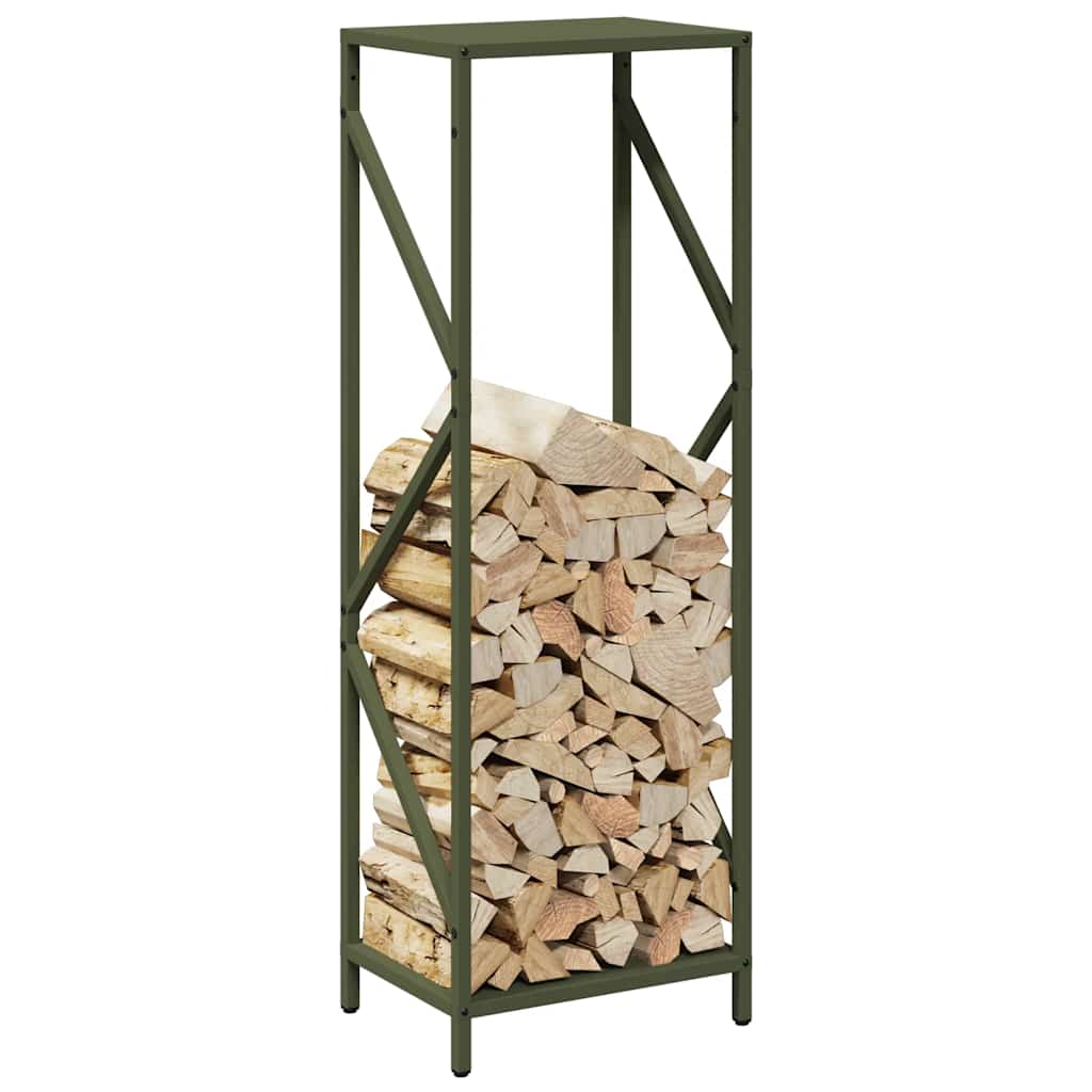 vidaXL Firewood Rack Olive Green 34x25x100 cm Cold-rolled steel