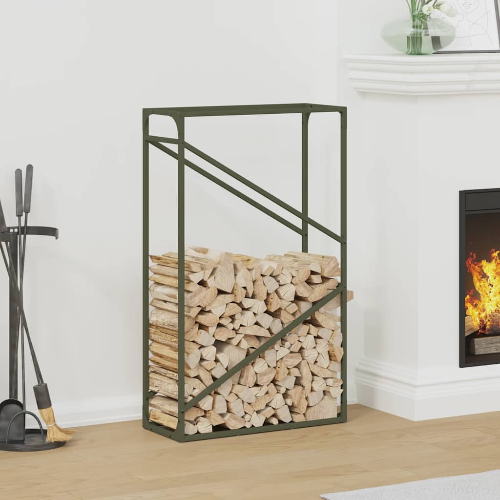 vidaXL Firewood Rack Olive Green 60x25x100 cm Cold-rolled steel