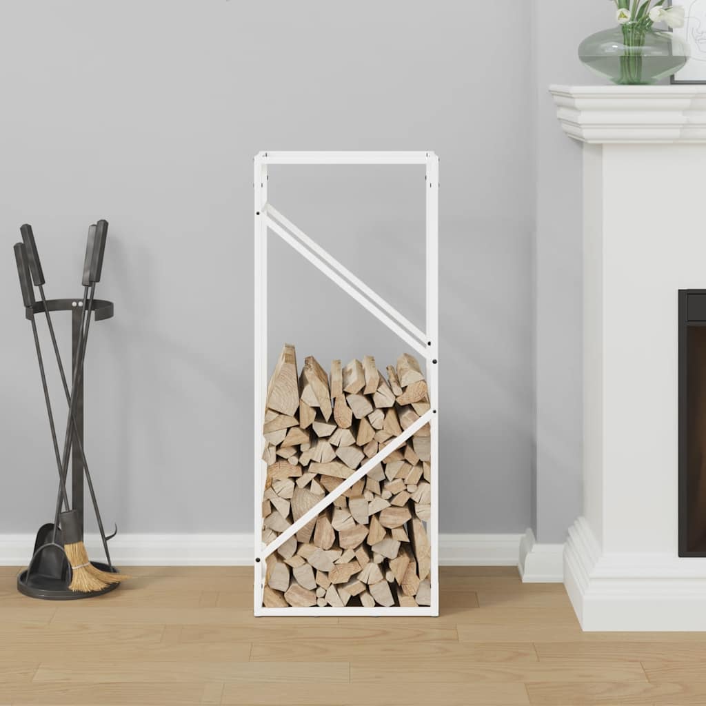 vidaXL Firewood Rack White 40x25x100 cm Cold-rolled steel