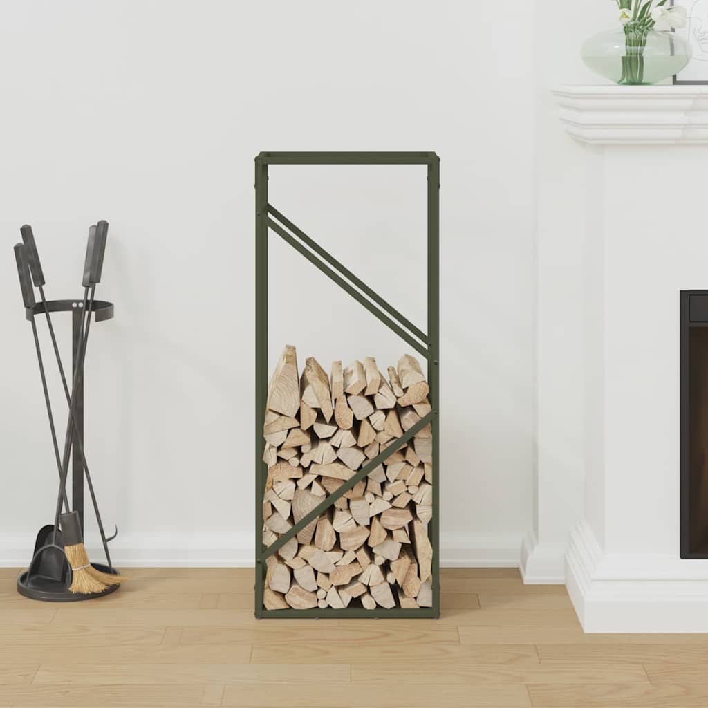 vidaXL Firewood Rack Olive Green 40x25x100 cm Cold-rolled steel